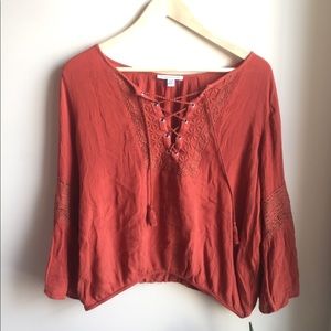 AEO Burnt Orange Bell Sleeve Top 🌻